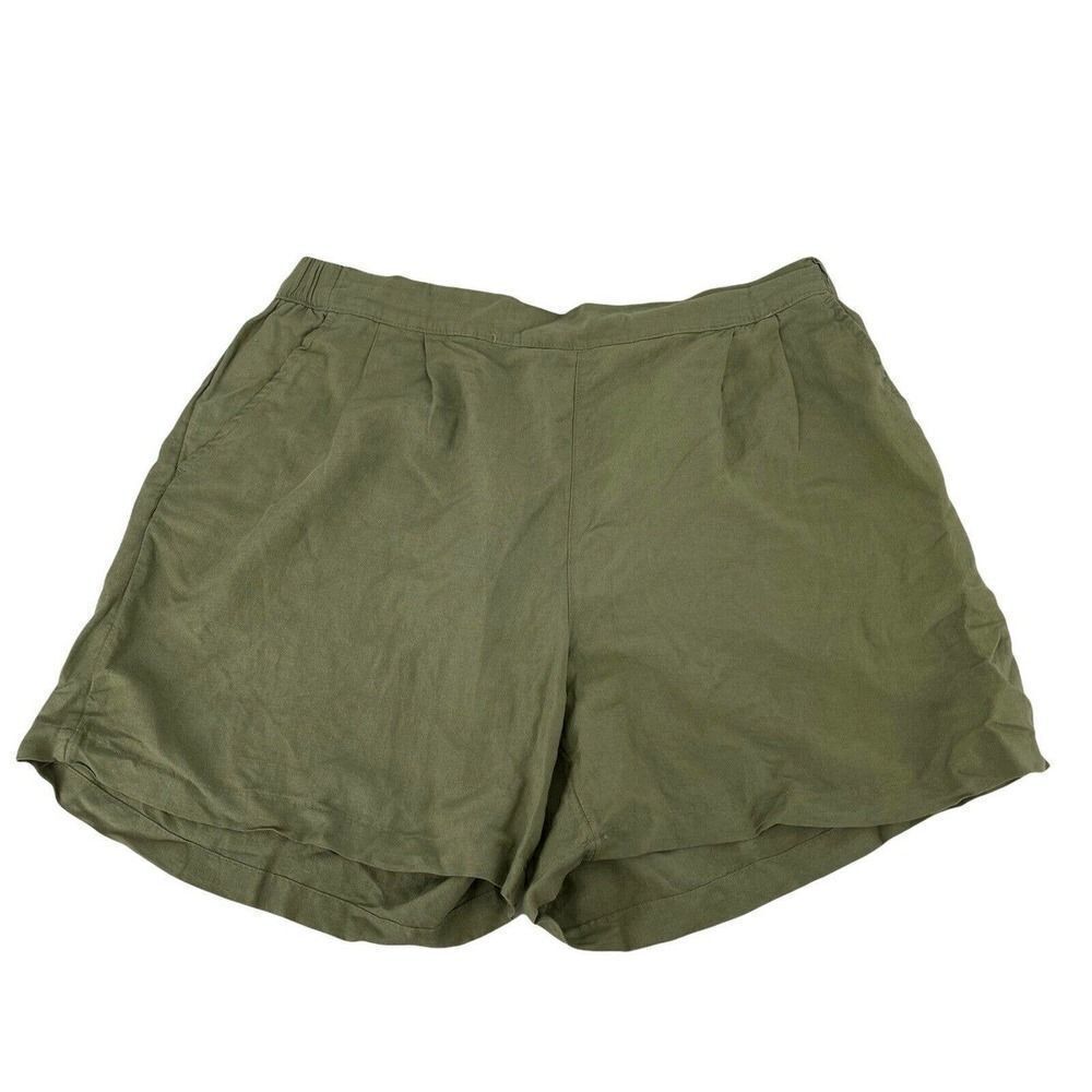 Green Linen Shorts Womens Size XXL A New Day Elastic Waist Casual Flat Front
